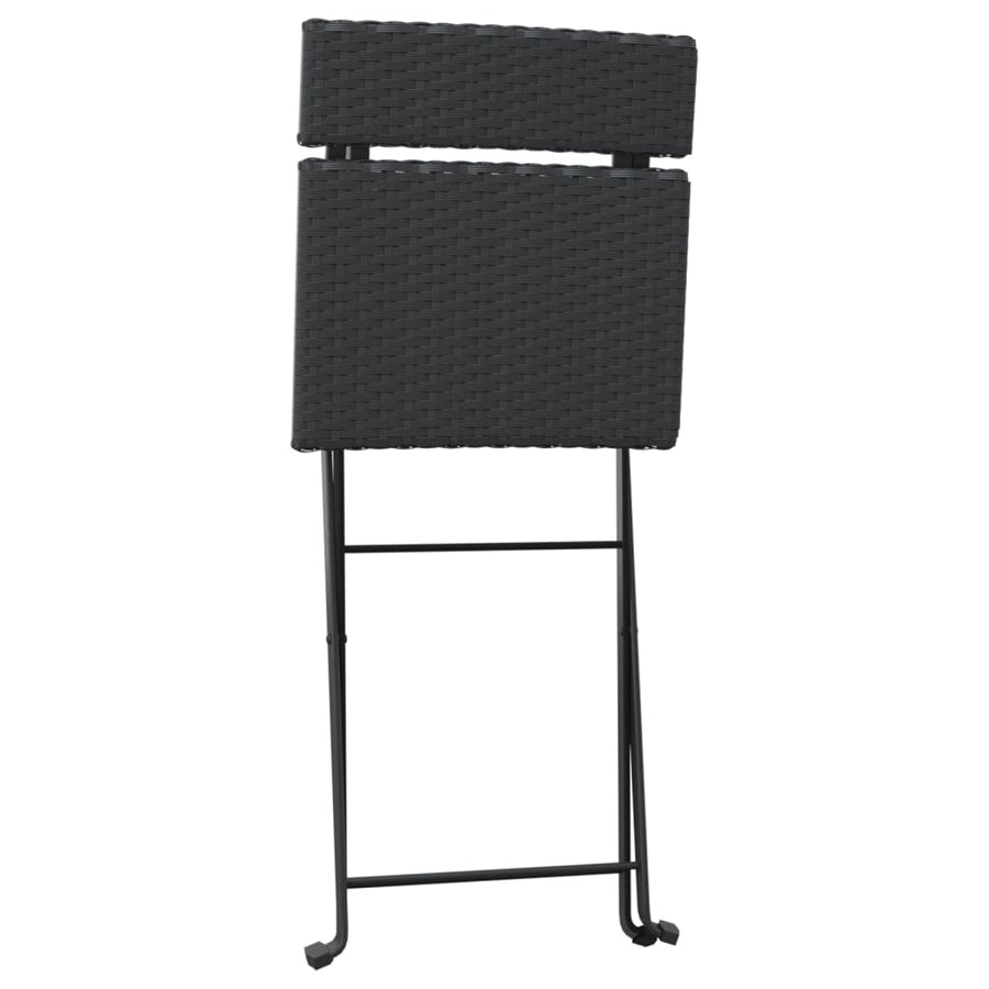 Folding Chairs 4 pcs Black Poly Rattan and Steel