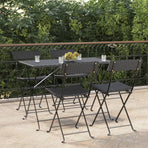 Folding Chairs 4 pcs Black Poly Rattan and Steel