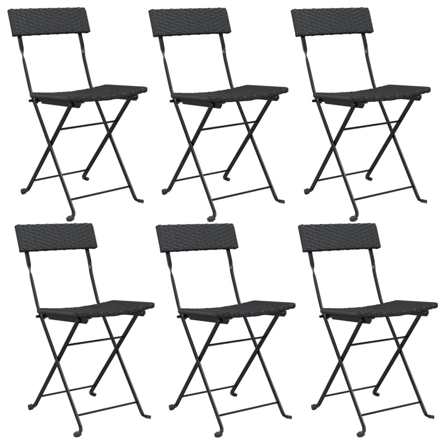 Folding Chairs 6 pcs Black Poly Rattan and Steel