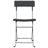Folding Bistro Chairs 6 pcs Black Poly Rattan and Steel - Top-Down View