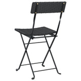 Folding Bistro Chairs 6 pcs Black Poly Rattan and Steel - Close-Up Angle