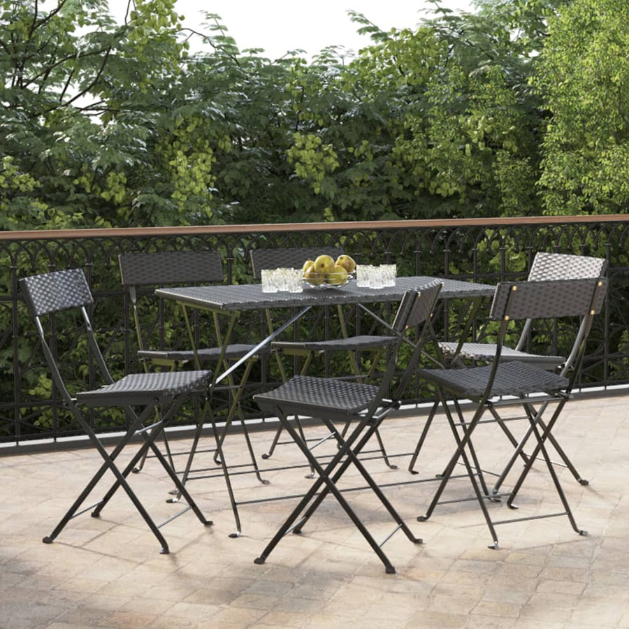Folding Chairs 6 pcs Black Poly Rattan and Steel