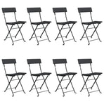 Folding Chairs 8 pcs Black Poly Rattan and Steel
