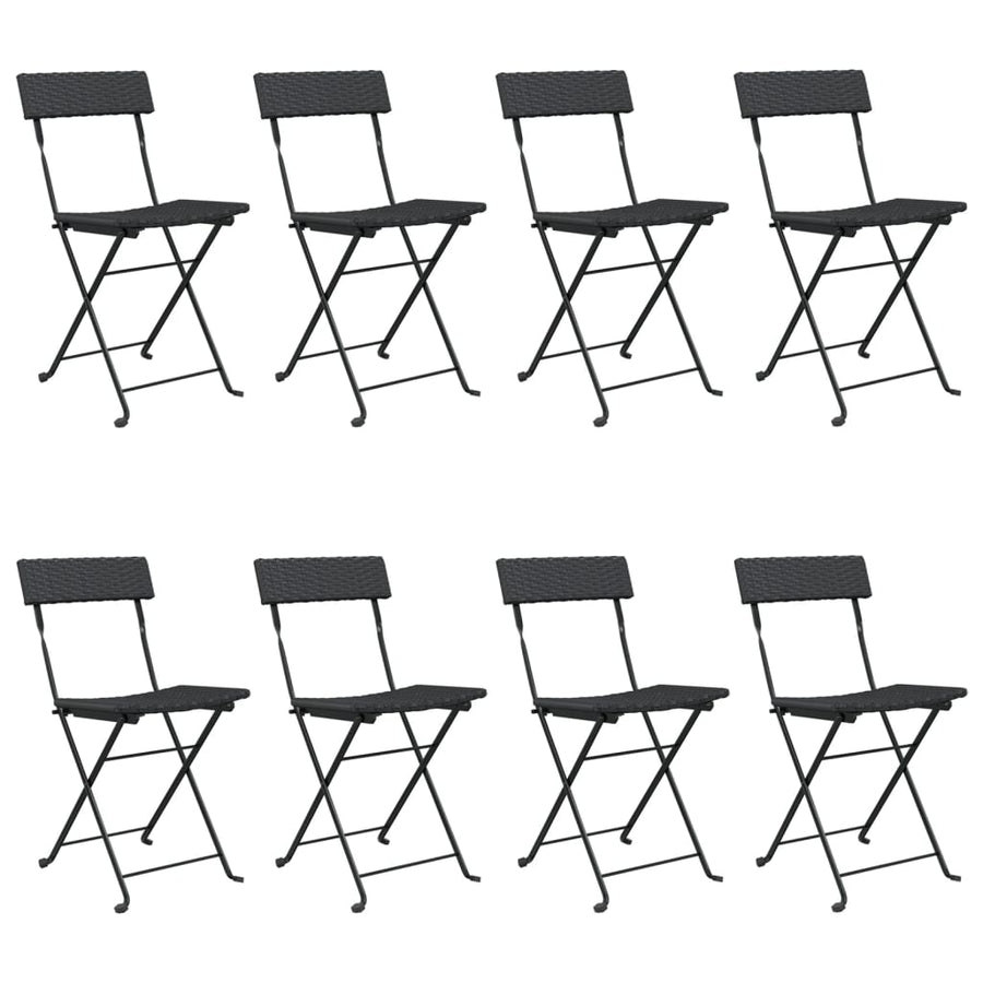 Folding Chairs 8 pcs Black Poly Rattan and Steel