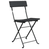Folding Bistro Chairs 8 pcs Black Poly Rattan and Steel - Side View