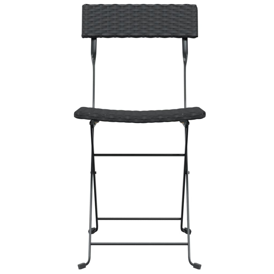 Folding Chairs 8 pcs Black Poly Rattan and Steel