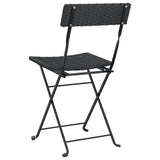 Folding Bistro Chairs 8 pcs Black Poly Rattan and Steel - Close-Up Angle