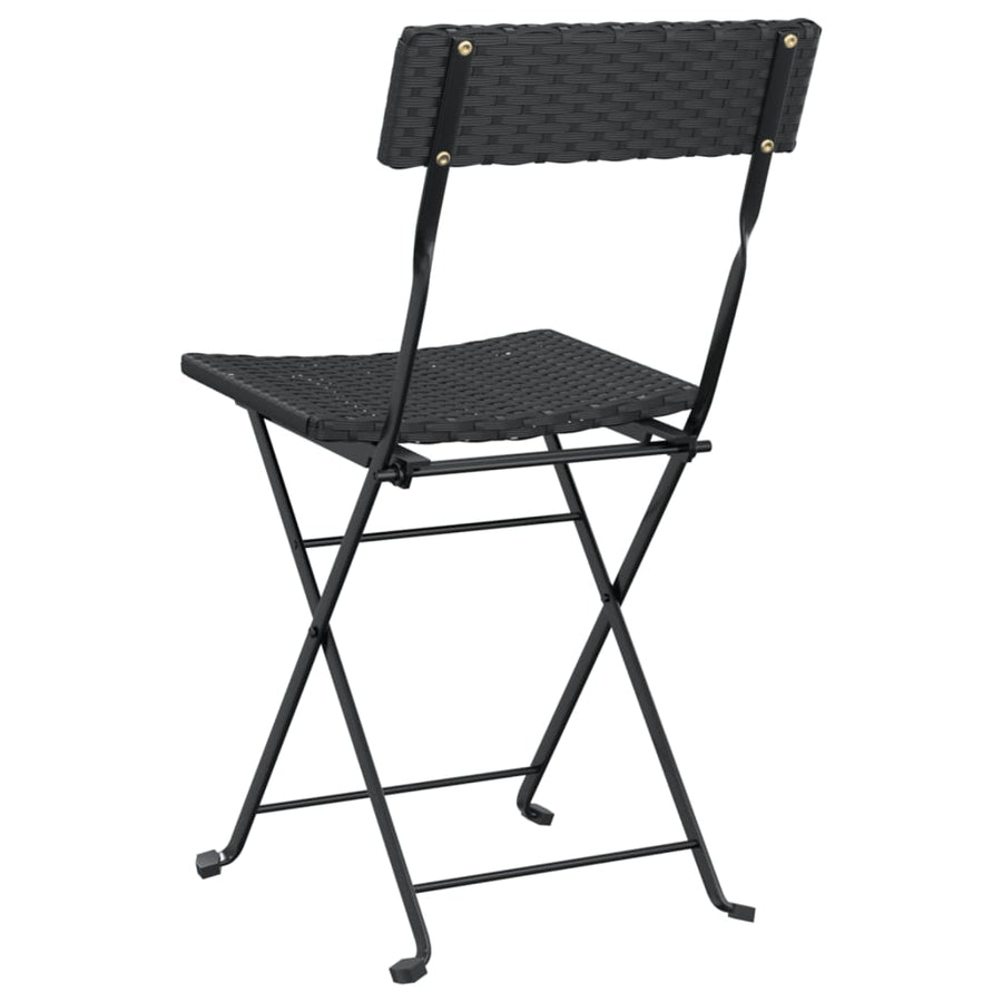 Folding Chairs 8 pcs Black Poly Rattan and Steel