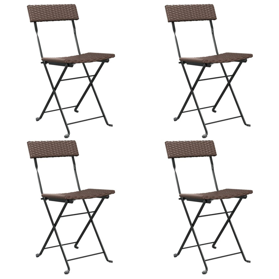 Folding Chairs 4 pcs Brown Poly Rattan and Steel