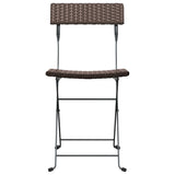Folding Bistro Chairs 4 pcs Brown Poly Rattan and Steel - Top-Down View
