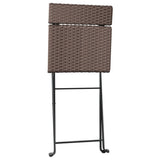 Folding Bistro Chairs 4 pcs Brown Poly Rattan and Steel
