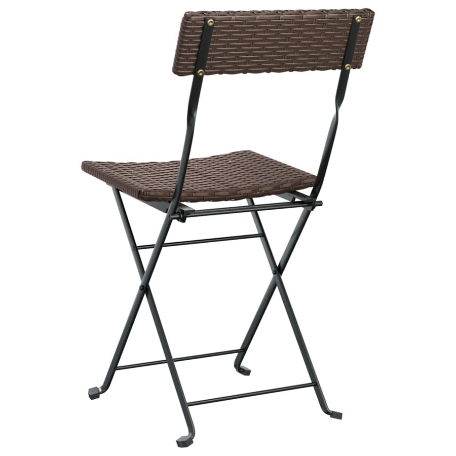 Folding Chairs 4 pcs Brown Poly Rattan and Steel