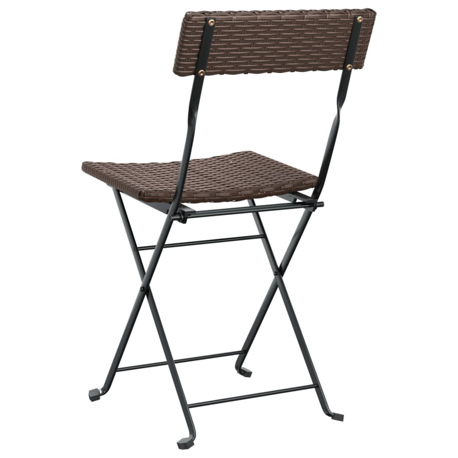 Folding Chairs 6 pcs Brown Poly Rattan and Steel