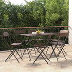Folding Chairs 6 pcs Brown Poly Rattan and Steel