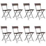 Folding Bistro Chairs 8 pcs Brown Poly Rattan and Steel