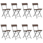 Folding Chairs 8 pcs Brown Poly Rattan and Steel