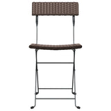 Folding Bistro Chairs 8 pcs Brown Poly Rattan and Steel - Top-Down View