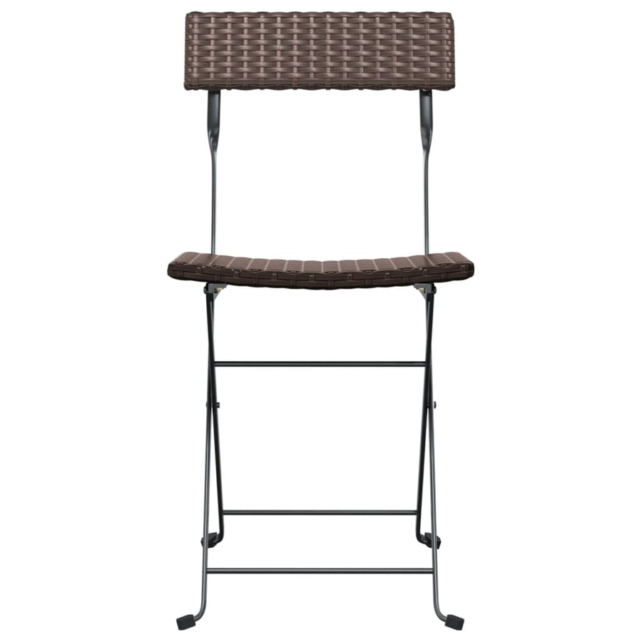 Folding Chairs 8 pcs Brown Poly Rattan and Steel
