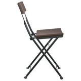 Folding Bistro Chairs 8 pcs Brown Poly Rattan and Steel - Rear View