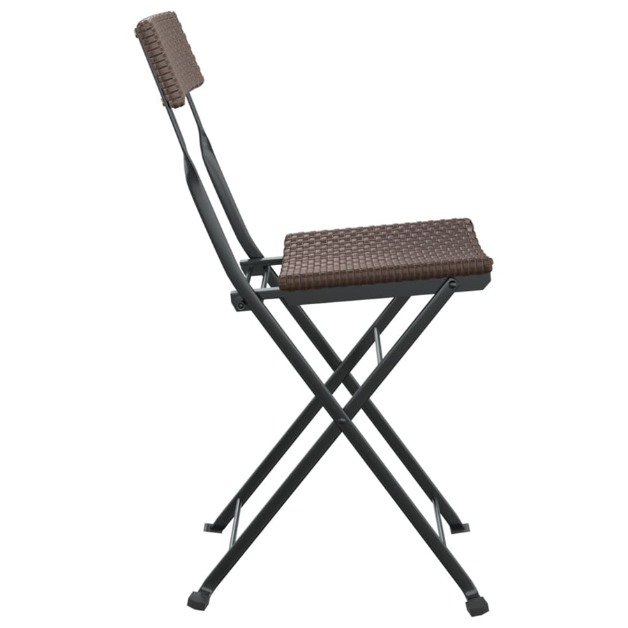 Folding Chairs 8 pcs Brown Poly Rattan and Steel