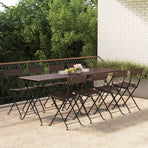 Folding Chairs 8 pcs Brown Poly Rattan and Steel