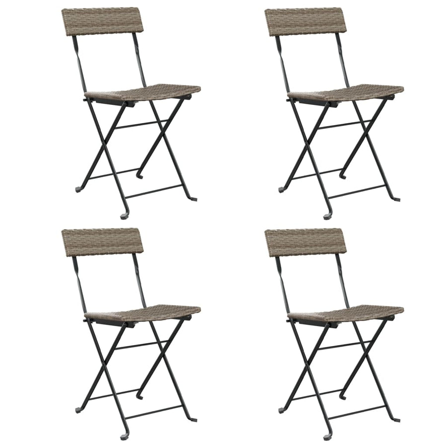 Folding Chairs 4 pcs Grey Poly Rattan and Steel