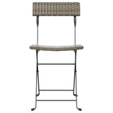 Folding Bistro Chairs 4 pcs Grey Poly Rattan and Steel