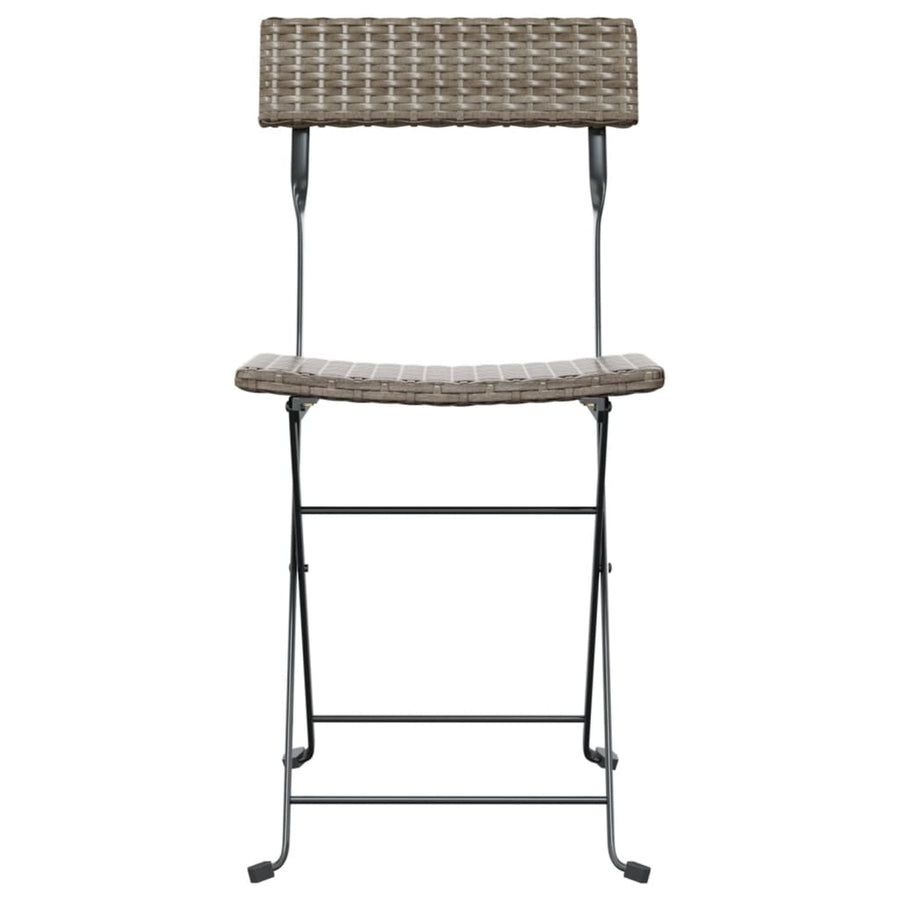 Folding Chairs 4 pcs Grey Poly Rattan and Steel