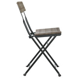 Folding Bistro Chairs 4 pcs Grey Poly Rattan and Steel - Rear View