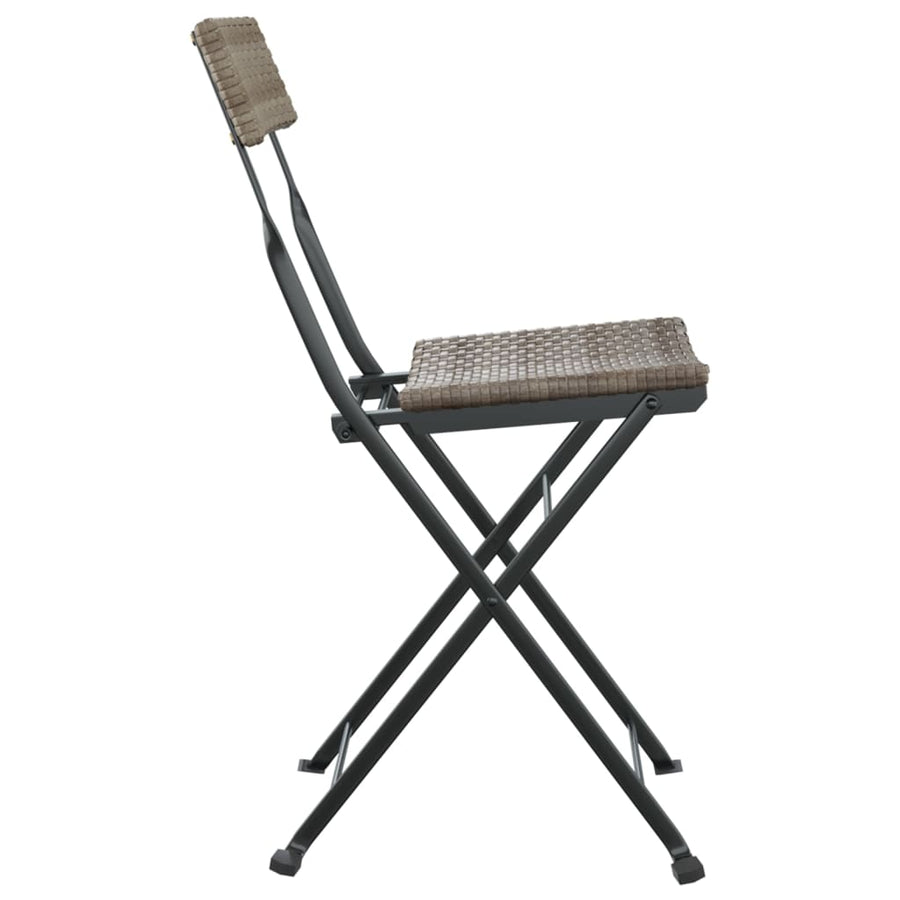 Folding Chairs 4 pcs Grey Poly Rattan and Steel