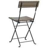 Folding Bistro Chairs 4 pcs Grey Poly Rattan and Steel - Close-Up Angle