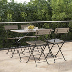 Folding Chairs 4 pcs Grey Poly Rattan and Steel