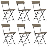 Folding Bistro Chairs 6 pcs Grey Poly Rattan and Steel - Front View