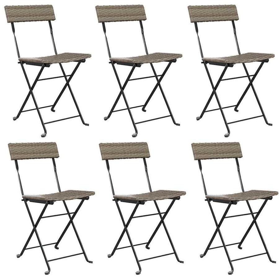 Folding Chairs 6 pcs Grey Poly Rattan and Steel