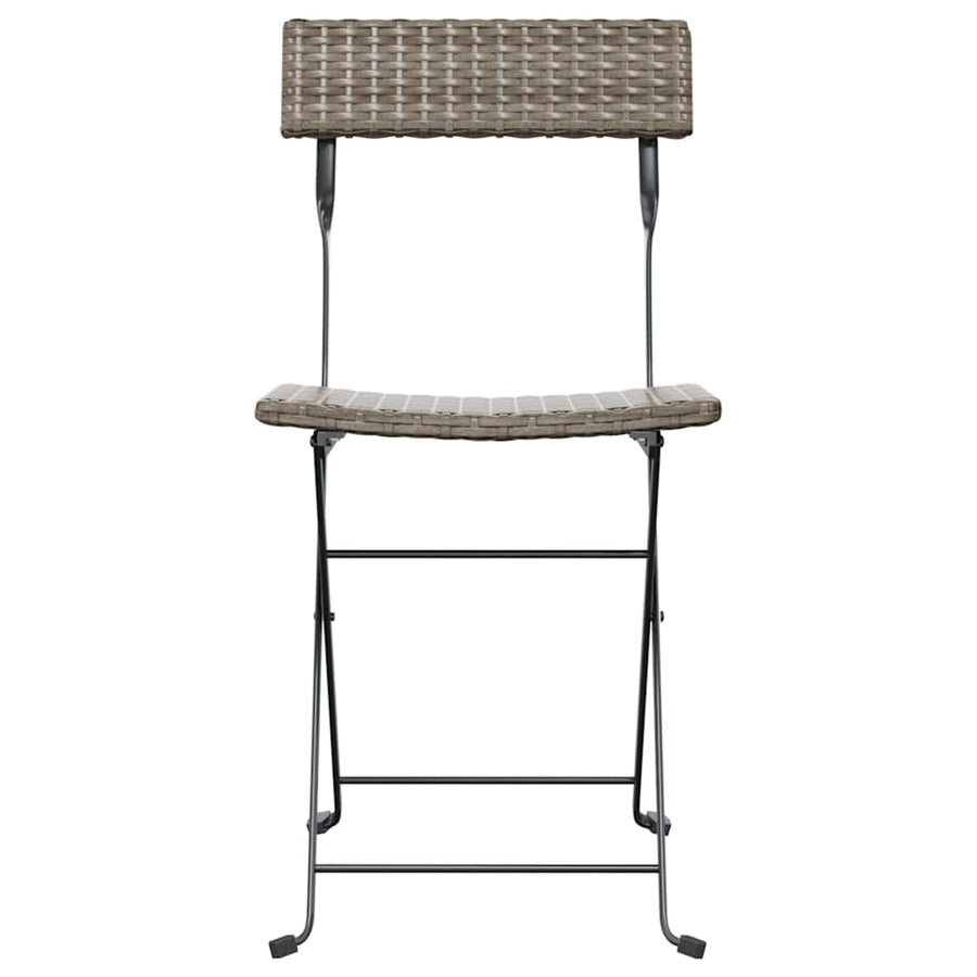 Folding Chairs 6 pcs Grey Poly Rattan and Steel