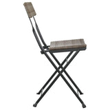 Folding Bistro Chairs 6 pcs Grey Poly Rattan and Steel - Rear View