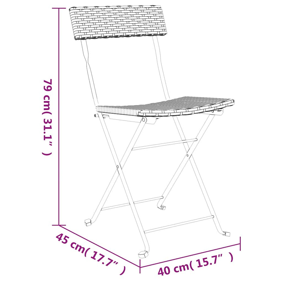 Folding Chairs 6 pcs Grey Poly Rattan and Steel