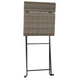 Folding Bistro Chairs 8 pcs Grey Poly Rattan and Steel - 45-Degree Angle