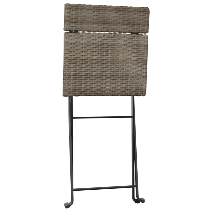 Folding Chairs 8 pcs Grey Poly Rattan and Steel