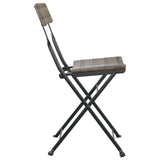 Folding Bistro Chairs 8 pcs Grey Poly Rattan and Steel - Rear View