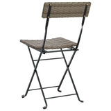 Folding Bistro Chairs 8 pcs Grey Poly Rattan and Steel - Close-Up Angle