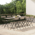 Folding Chairs 8 pcs Grey Poly Rattan and Steel