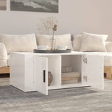 Coffee Table High Gloss White 80x50x36 cm Engineered Wood - Side View
