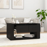 Coffee Table Black 80x50x40 cm Engineered Wood - Side View