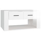 Coffee Table High Gloss White 80x50x40 cm Engineered Wood - Front View