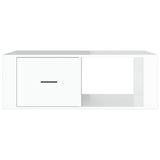 Coffee Table High Gloss White 100x50.5x35 cm Engineered Wood - Rear View