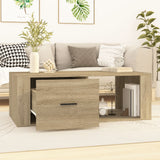 Coffee Table Sonoma Oak 100x50.5x35 cm Engineered Wood - Side View