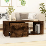 Coffee Table Smoked Oak 100x50.5x35 cm Engineered Wood - Side View