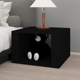 Bedside Table Black 57x55x36 cm Engineered Wood - Side View