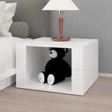 Bedside Table High Gloss White 57x55x36 cm Engineered Wood - Side View